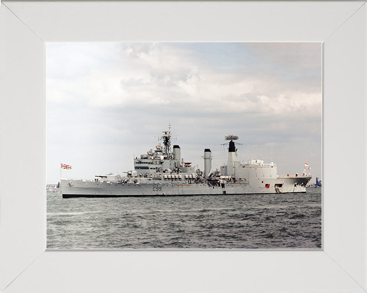 HMS Blake (C99) Royal Navy Tiger Class Light Cruiser At Anchor Photo Print Wall Art Decor Posters, Prints, & Visual Artwork Hampshire Prints 10 x 8 White Frame No