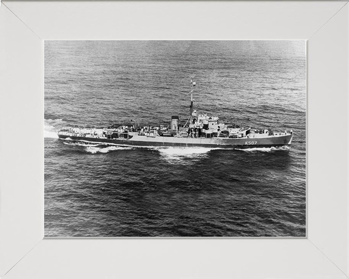 HMS Dominica (K507) Royal Navy Colony Class Frigate At sea 1944 Photo Print Wall Art Decor Posters, Prints, & Visual Artwork Hampshire Prints 10 x 8 White Frame No
