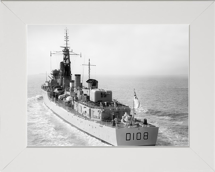 HMS Dainty (D108) Royal Navy Daring Class Destroyer Stern View 1964 Photo Print Wall Art Decor Posters, Prints, & Visual Artwork Hampshire Prints 10 x 8 White Frame No