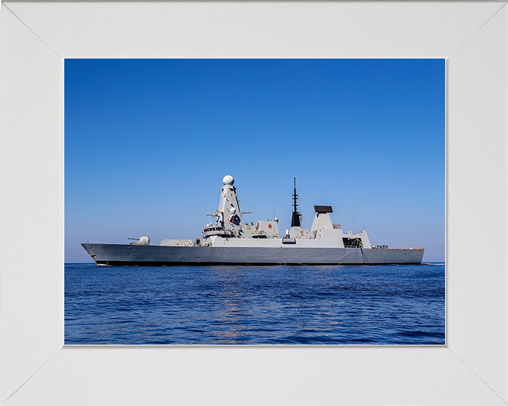 HMS Duncan (D37) Royal Navy Type 45 Destroyer Port Beam View Photo Print Wall Art Decor Posters, Prints, & Visual Artwork Hampshire Prints 10 x 8 White Frame No