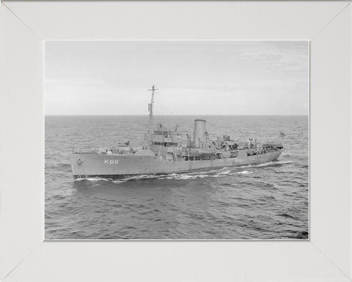 HMS Begonia (K66) Royal Navy Flower Class Corvette Port Side View Photo Print Wall Art Decor Posters, Prints, & Visual Artwork Hampshire Prints 10 x 8 White Frame No
