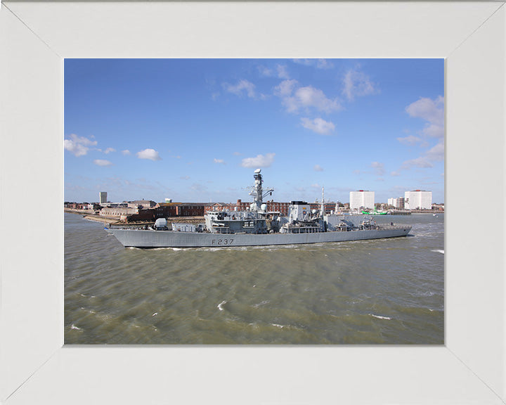 HMS Westminster (F237) Photo Print - Leaving Portsmouth - Royal Navy Type 23 Frigate Hampshire Prints 10 x 8 White Frame No