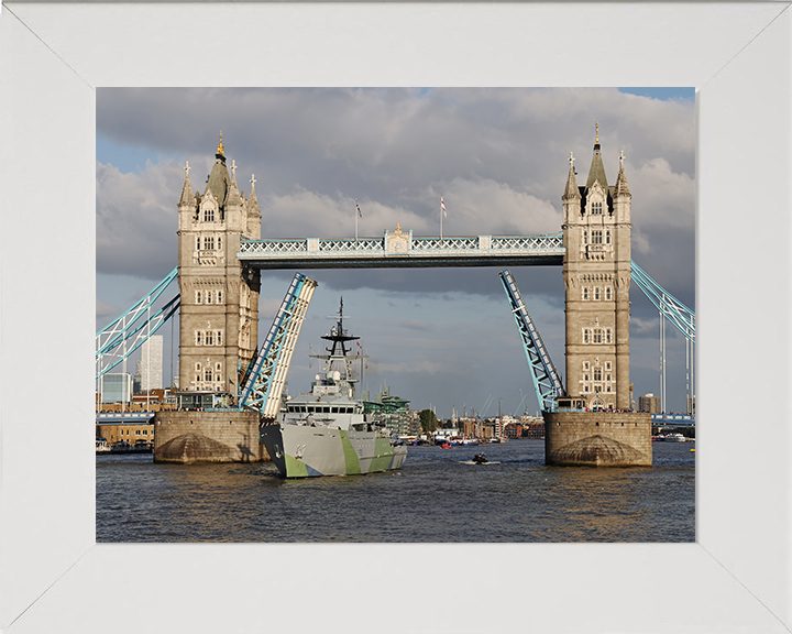 HMS Severn (P282) Photo Print - Tower Bridge - Royal Navy River Class Patrol Vessel Hampshire Prints 10 x 8 White Frame No