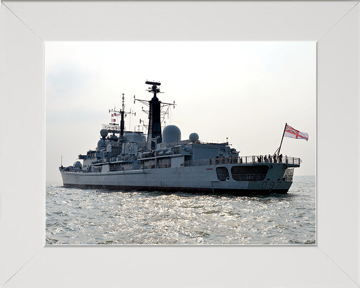 HMS Edinburgh (D97) Royal Navy Type 42 Destroyer Underway Photo Print Wall Art Decor Posters, Prints, & Visual Artwork Hampshire Prints 10 x 8 White Frame No