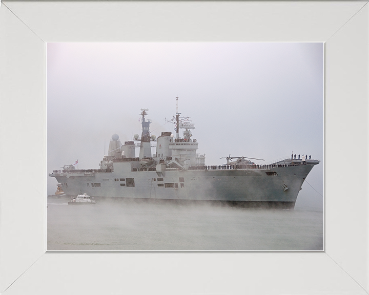 HMS Ark Royal (R07) Royal Navy Invincible Class Aircraft Carrier Paying Off Photo Print Wall Art Decor Posters, Prints, & Visual Artwork Hampshire Prints 10 x 8 White Frame No