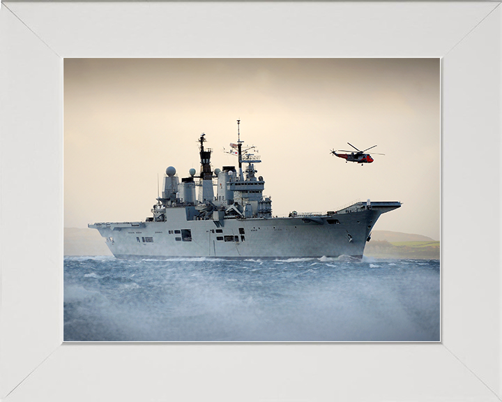 HMS Ark Royal (R07) Royal Navy Invincible Class Aircraft Carrier Off Scotland 2010 Photo Print Wall Art Decor Posters, Prints, & Visual Artwork Hampshire Prints 10 x 8 White Frame No