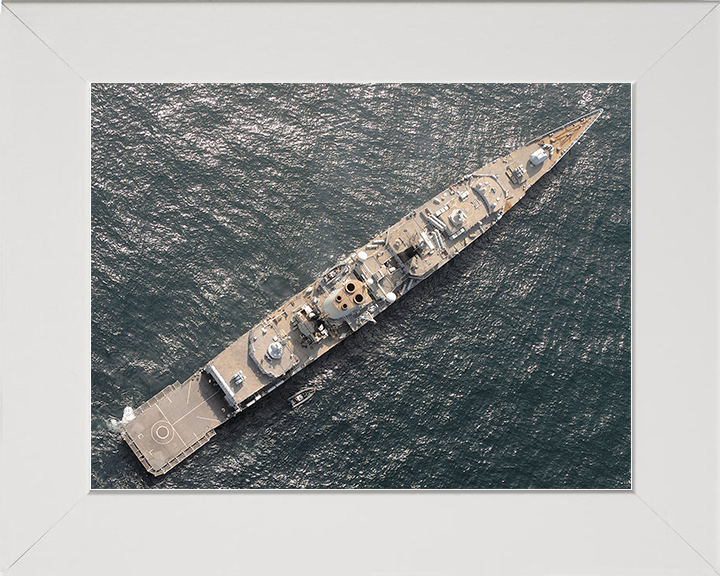HMS Cumberland (F85) Royal Navy Type 22 Frigate From Above Photo Print Wall Art Decor Posters, Prints, & Visual Artwork Hampshire Prints 10 x 8 White Frame No