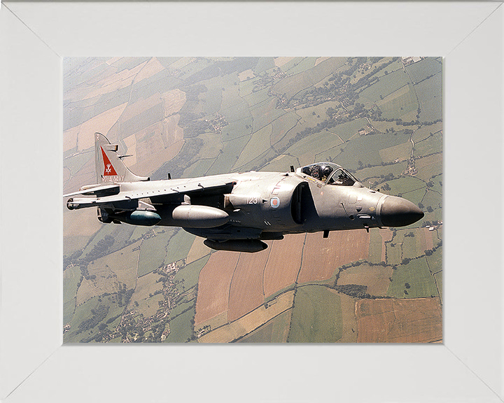 Harrier FA2 Jet Over the English Countryside Photo Print - Royal Navy Aircraft Posters, Prints, & Visual Artwork Hampshire Prints 10 x 8 White Frame No