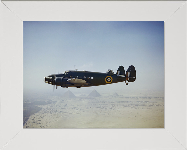 RAF Lockheed Hudson VI in Flight Photo Print - Royal Air Force Aircraft Hampshire Prints 10 x 8 White Frame No