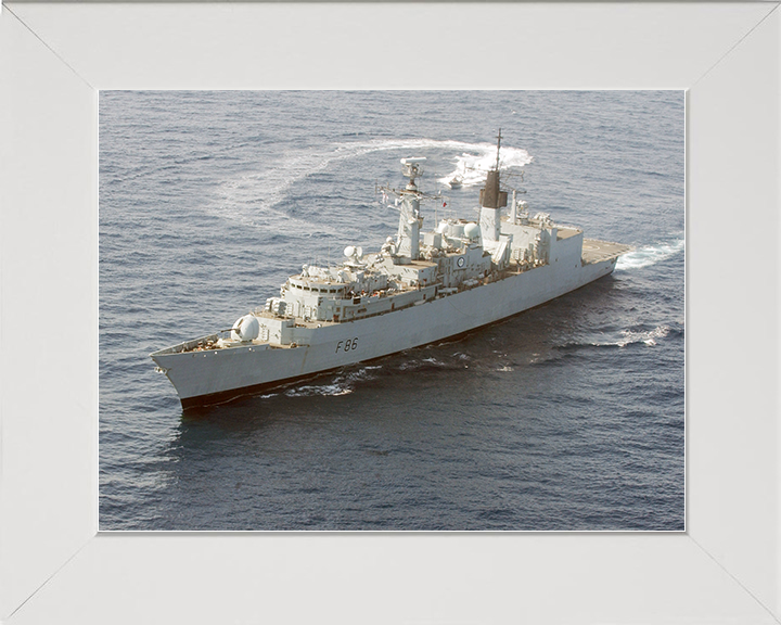HMS Campbeltown (F86) Royal Navy Type 22 Frigate With RIB Photo Print Wall Art Decor Posters, Prints, & Visual Artwork Hampshire Prints 10 x 8 White Frame No