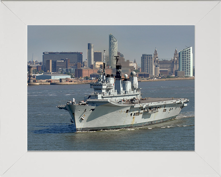 HMS Ark Royal (R07) Photo Print - Liverpool 2008 - Royal Navy Invincible Class Aircraft Carrier Hampshire Prints 10 x 8 White Frame No