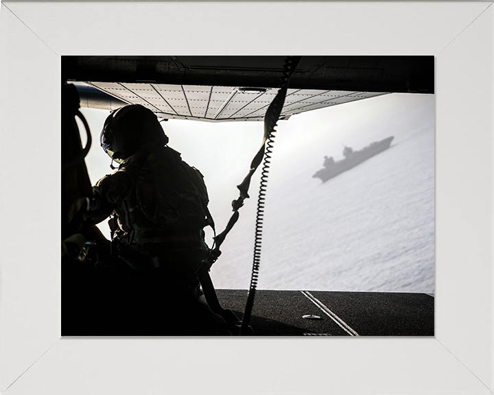 Merlin Mk4 Helicopter Aircrew Photo Print - Royal Navy Aircraft Hampshire Prints 10 x 8 White Frame No