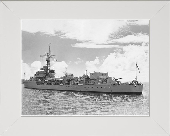 HMS Cheviot (R90) (D90) Royal Navy C Class Destroyer Port Side View Photo Print Wall Art Decor Posters, Prints, & Visual Artwork Hampshire Prints 10 x 8 White Frame No