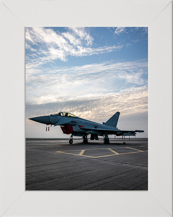 RAF Typhoon on a runway Photo Print - Royal Air Force Aircraft Hampshire Prints 10 x 8 White Frame No