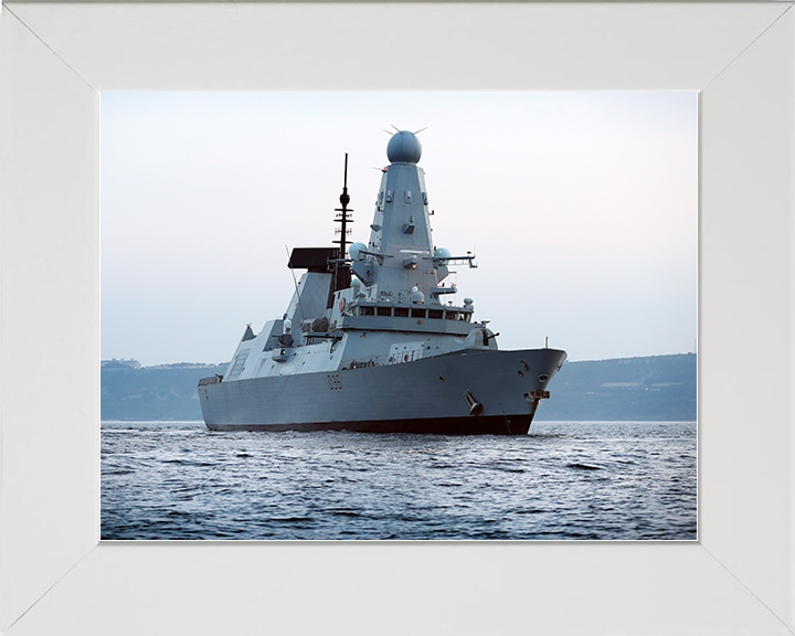 HMS Defender (D36) Royal Navy Type 45 Destroyer Low Starboard Side View Photo Print Wall Art Decor Posters, Prints, & Visual Artwork Hampshire Prints 10 x 8 White Frame No