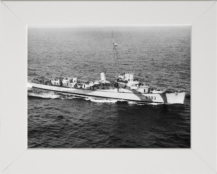 HMS Hotham (K583) Photo Print - At Sea 1944 - Royal Navy Captain Class Frigate Hampshire Prints 10 x 8 White Frame No