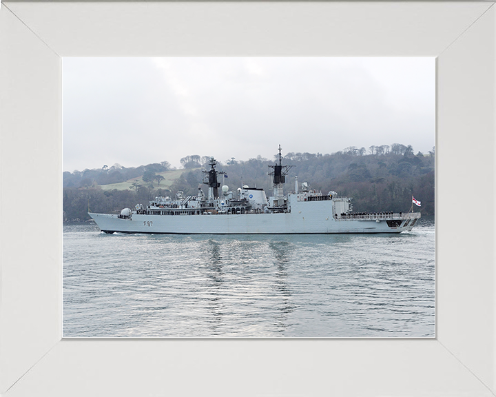 HMS Chatham (F87) Royal Navy Type 22 Frigate Deploys 2010 Photo Print Wall Art Decor Posters, Prints, & Visual Artwork Hampshire Prints 10 x 8 White Frame No