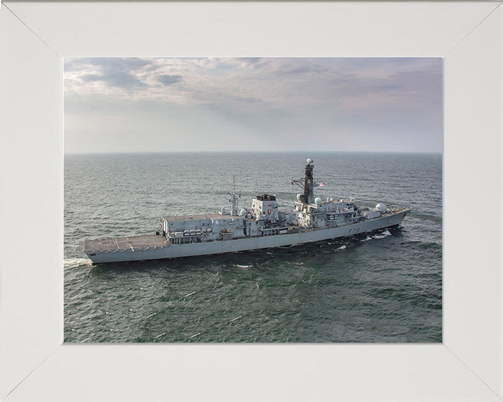 HMS Kent (F78) Photo Print - High Starboard View - Royal Navy Type 23 Frigate Hampshire Prints 10 x 8 White Frame No