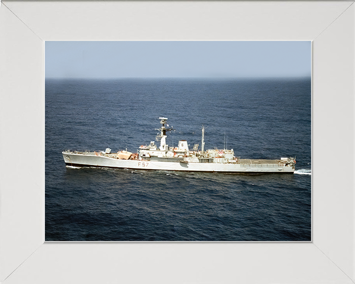 HMS Andromeda (F57) Royal Navy Leander Class Frigate Underway Port Side View Photo Print Wall Art Decor Posters, Prints, & Visual Artwork Hampshire Prints 10 X 8 White Frame No