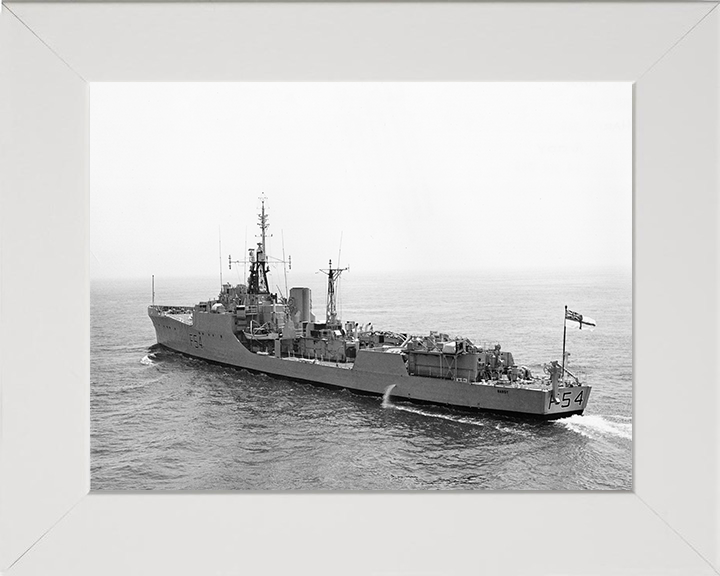 HMS Hardy (F54) Photo Print - At sea 1956 - Royal Navy Blackwood Class Frigate Hampshire Prints 10 x 8 White Frame No