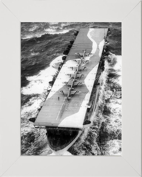 HMS Avenger (D14) Photo Print - At Sea 1942 - Royal Navy Aircraft Carrier Hampshire Prints 10 x 8 White Frame No