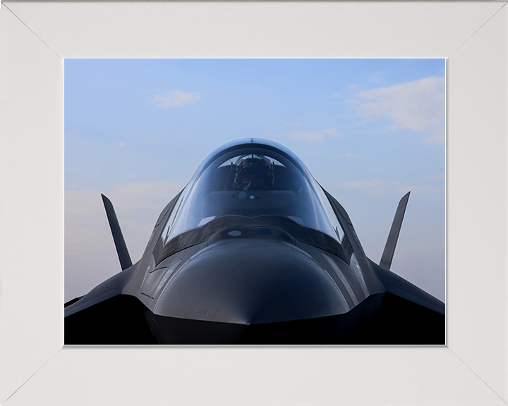 RAF F-35B Jet Pilot cockpit Closeup Royal Air Force Aircraft Photo Print Wall Art Aviation Decor UK Posters, Prints, & Visual Artwork Hampshire Prints 10 x 8 White Frame No