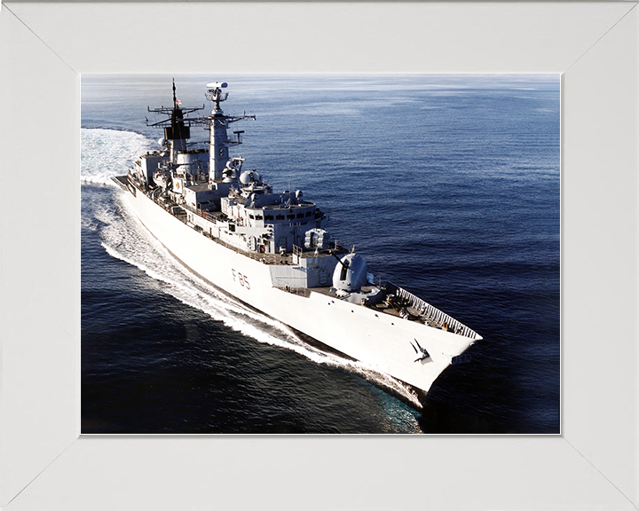 HMS Cumberland (F85) Royal Navy Type 22 Frigate High Starboard Bow View Photo Print Wall Art Decor Posters, Prints, & Visual Artwork Hampshire Prints 10 x 8 White Frame No