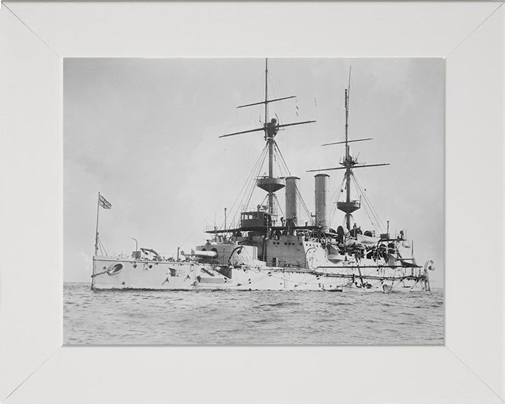 HMS Hood (1859) Photo Print - At Anchor - Royal Navy Cruiser Hampshire Prints 10 x 8 White Frame No