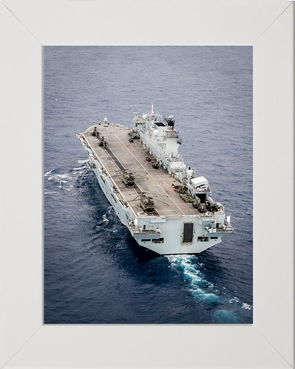 HMS Ocean (L12) Photo Print - Stern View 2016 - Royal Navy Landing Platform Helicopter Hampshire Prints 10 x 8 White Frame No