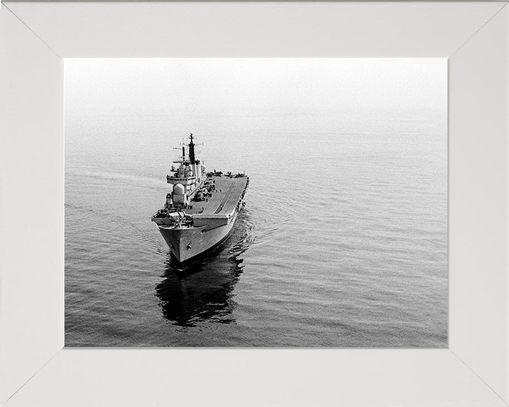 HMS Invincible (R05) Photo Print - Mediterranean 1990 - Royal Navy Invincible Class Aircraft Carrier Hampshire Prints 10 x 8 White Frame No