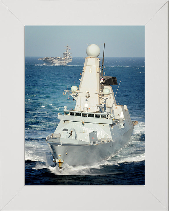 HMS Daring (D32) Photo Print - With USS Carl Vinson 2012 - Royal Navy Type 45 Destroyer Posters, Prints, & Visual Artwork Hampshire Prints 10 x 8 White Frame No