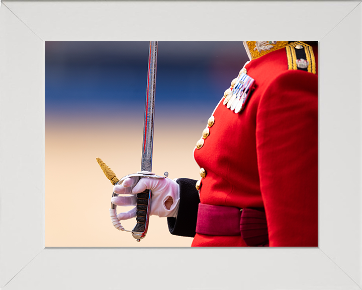 Scots Guards Officer holding a sword Photo Print - British Army Hampshire Prints 10 x 8 White Frame No