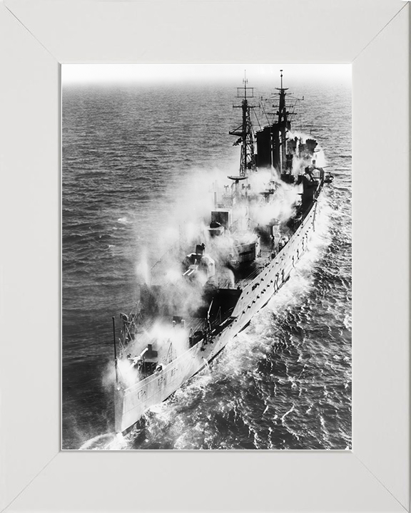 HMS Cumberland (57) Royal Navy County Class Cruiser Pre Wetting Photo Print Wall Art Decor Posters, Prints, & Visual Artwork Hampshire Prints 10 x 8 White Frame No
