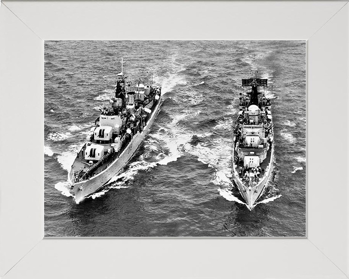 HMS Delight and HMS Battleaxe Royal Navy Warships At Sea Photo Print Wall Art Decor Posters, Prints, & Visual Artwork Hampshire Prints 10 x 8 White Frame No