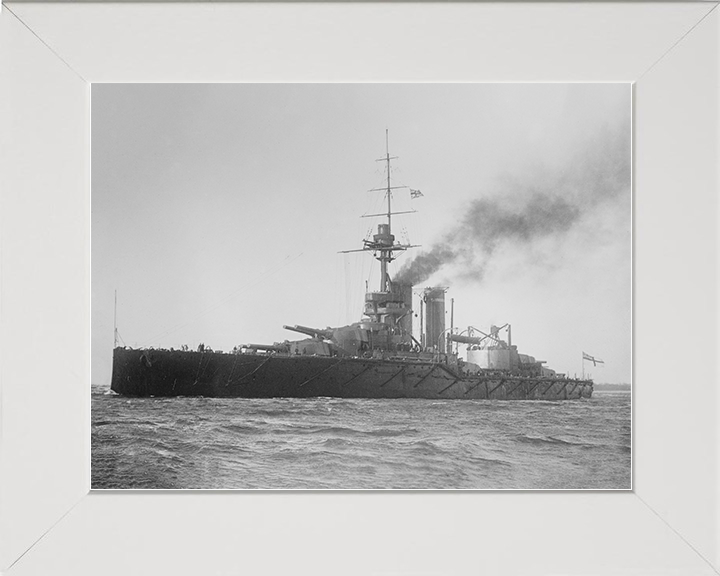 HMS Audacious (1912) Royal Navy King George V Class Battleship Port Side View Photo Print Wall Art Decor Posters, Prints, & Visual Artwork Hampshire Prints 10 x 8 White Frame No