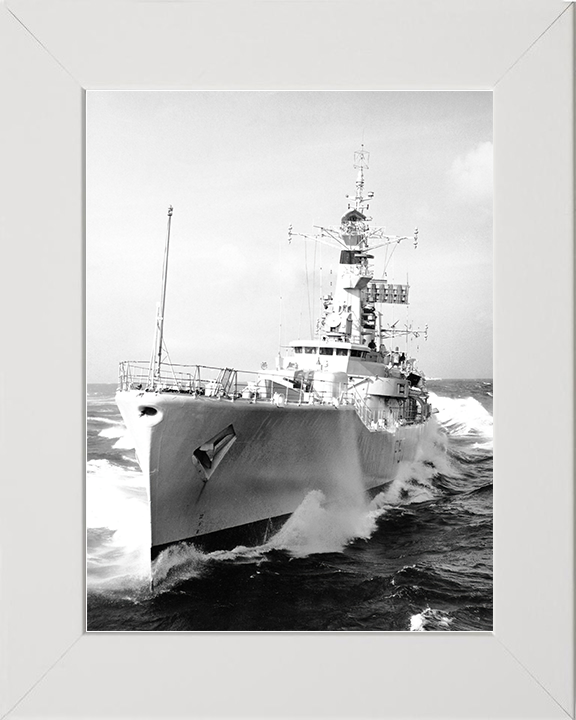 HMS Andromeda (F57) Royal Navy Leander Class Frigate Underway Portrait Photo Print Wall Art Decor Posters, Prints, & Visual Artwork Hampshire Prints 10 x 8 White Frame No