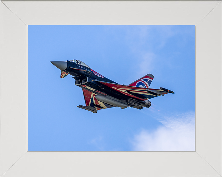 RAF Typhoon jet Flying Photo Print - Royal Air Force Aircraft Hampshire Prints 10 x 8 White Frame No