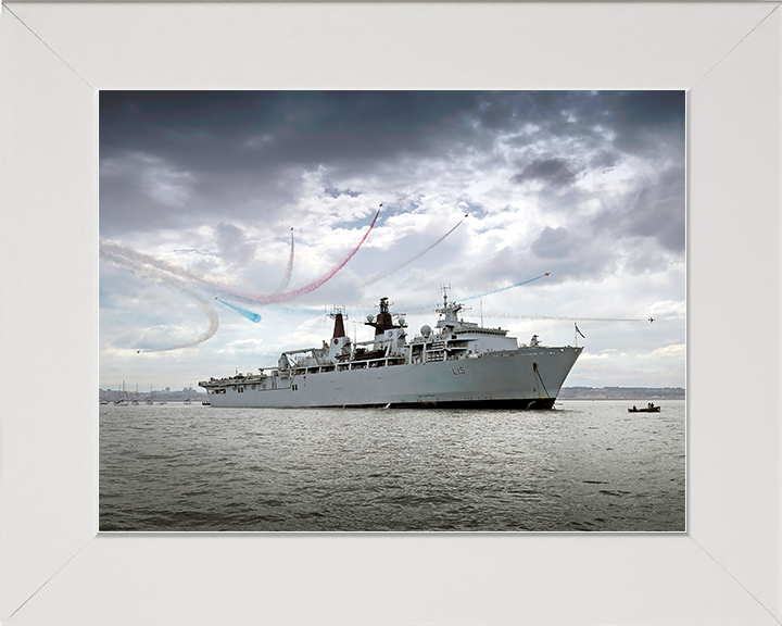 HMS Bulwark (L15) Royal Navy Albion Class Amphibious Ship With Red arrows Photo Print Wall Art Decor Posters, Prints, & Visual Artwork Hampshire Prints 10 x 8 White Frame No