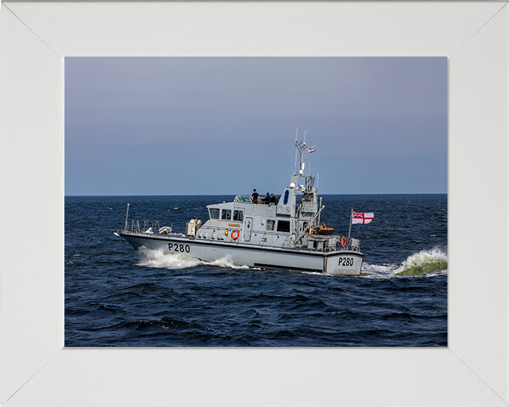HMS Dasher (P280) Photo Print - At Sea Sept 2025 - Royal Navy Archer Class P2000 Patrol Vessel Hampshire Prints 10 x 8 White Frame No