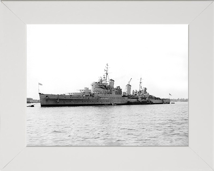 HMS Glasgow (C21) Photo Print - Portsmouth 1947 - Royal Navy Town Class Light Cruiser Posters, Prints, & Visual Artwork Hampshire Prints 10 x 8 White Frame No