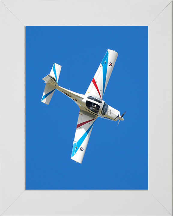 RAF Grob 115E Tutor aircraft in flight Photo Print - Royal Air Force Aircraft Hampshire Prints 10 x 8 White Frame No