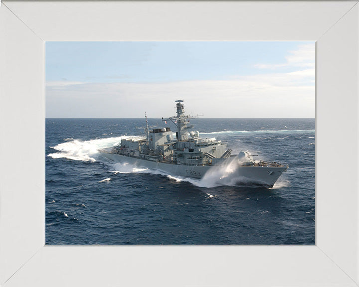 HMS Marlborough (F233) Photo Print - Turning To Port - Royal Navy Type 23 Frigate Hampshire Prints 10 x 8 White Frame No