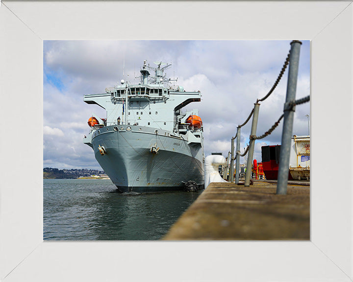 RFA Argus (A135) Photo Print - In Harbour - Royal Fleet Auxiliary Casualty Class Ship Hampshire Prints 10 x 8 White Frame No