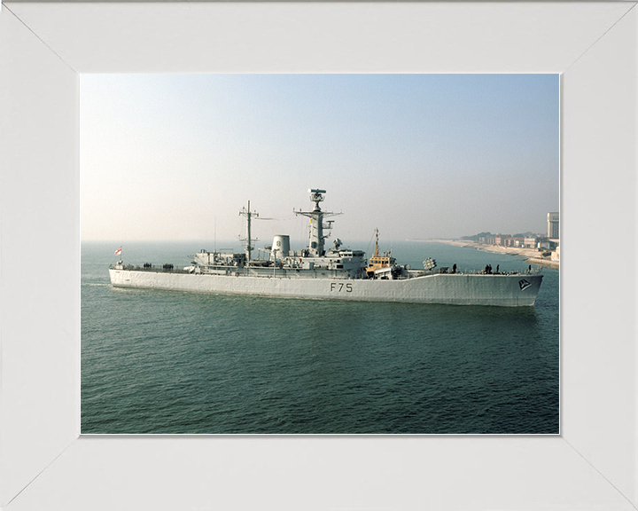 HMS Charybdis (F75) Royal Navy Leander Class Frigate Entering Portsmouth Photo Print Wall Art Decor Posters, Prints, & Visual Artwork Hampshire Prints 10 x 8 White Frame No