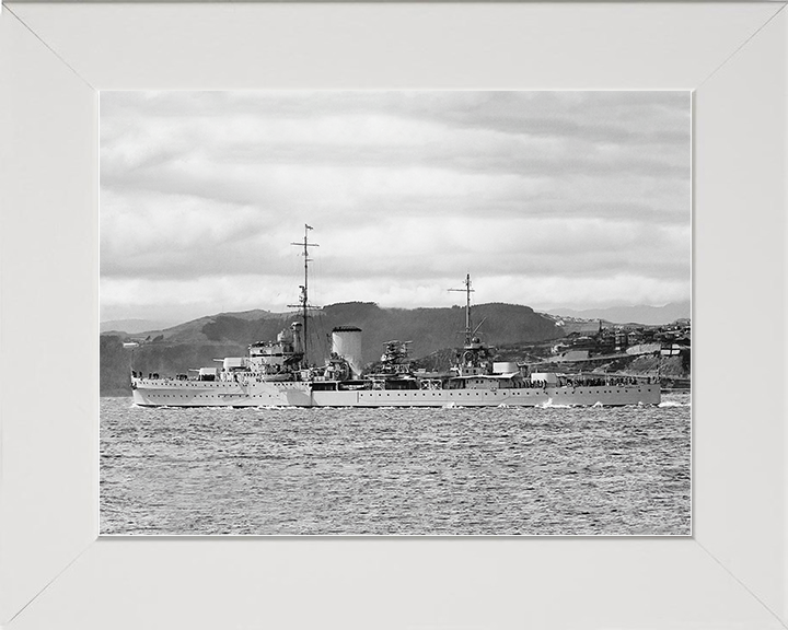 HMS Achilles (C70) Royal Navy Leander Class Light Cruiser Photo Print Warship Wall Art Posters, Prints, & Visual Artwork Hampshire Prints 10 x 8 White Frame No