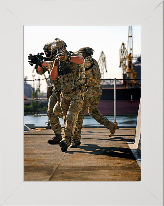 Royal Marines Commando Boarding Team Photo Print Hampshire Prints 10 x 8 White Frame No