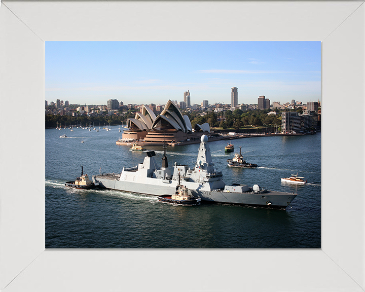 HMS Daring (D32) Photo Print - Sydney Opera House 2013 - Royal Navy Type 45 Destroyer Posters, Prints, & Visual Artwork Hampshire Prints 10 x 8 White Frame No