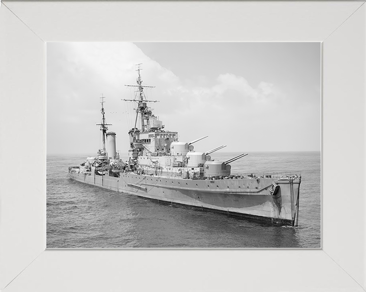 HMS Dido (37) Royal Navy Dido Class Cruiser Starboard Bow View Photo Print Wall Art Decor Posters, Prints, & Visual Artwork Hampshire Prints 10 x 8 White Frame No