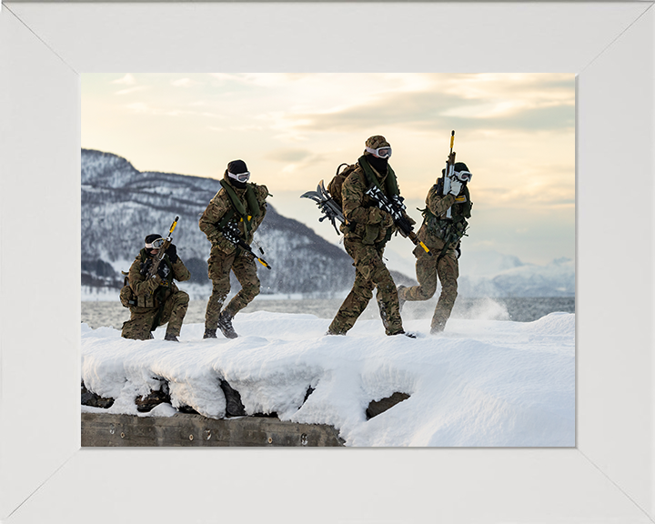 Royal Marines cold weather beach Landing Photo Print - 40 Commando Hampshire Prints 10 x 8 White Frame No