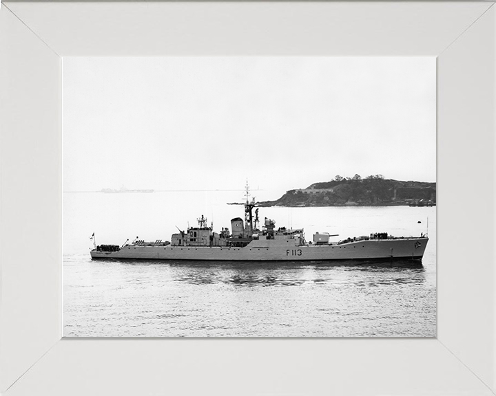 HMS Falmouth (F113) Photo Print - Entering Harbour 1962 - Royal Navy Rothesay Class Frigate Posters, Prints, & Visual Artwork Hampshire Prints 10 x 8 White Frame No